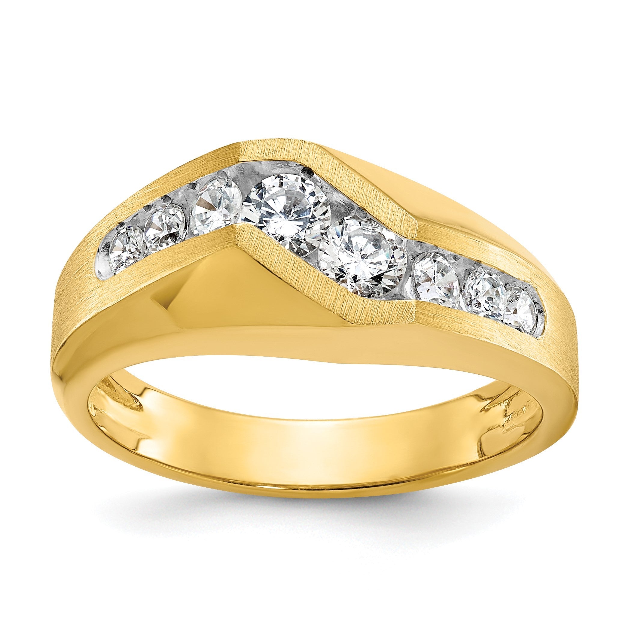 14K Gelbgold Herren Ring poliert und satiniert mit 1K Diamant, komplett