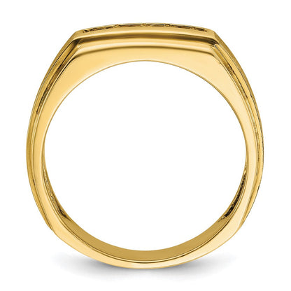 14K Gelbgold Herren-Ring, poliert und satiniert, mit 0,25K Diamant, komplett besetzt