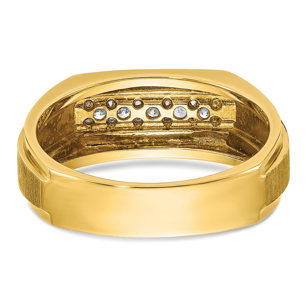 14K Gelbgold Herrenring mit 0,25 ct. Laborgezüchteten Diamanten VS/SI+ G+, komplett poliert und mattiert, Fünf-Stein