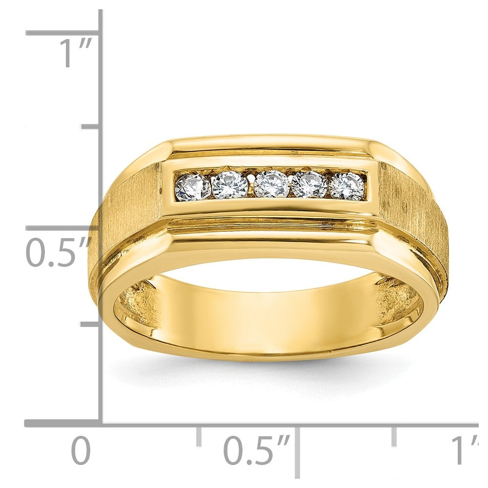 14K Gelbgold Herren-Ring, poliert und satiniert, mit 0,25K Diamant, komplett besetzt