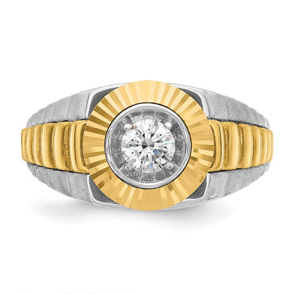 14K Bicolor-Gold Herren-Ring mit 0,375 Karat Diamanten, komplett besetzt