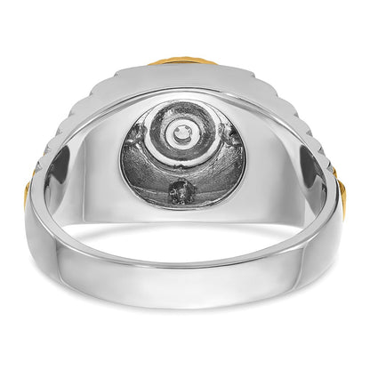 14K Bicolor-Gold Herren-Ring mit 0,375 Karat Diamanten, komplett besetzt