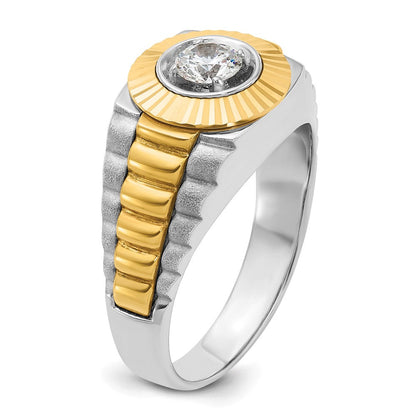 14K Bicolor-Gold Herren-Ring mit 0,375 Karat Diamanten, komplett besetzt