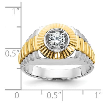 14K Bicolor-Gold Herren-Ring mit 0,375 Karat Diamanten, komplett besetzt