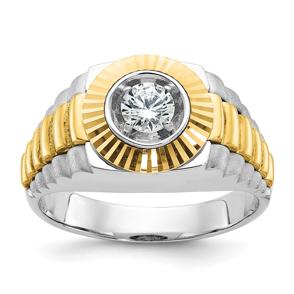 14K Bicolor-Gold Herren-Ring mit 0,375 Karat Diamanten, komplett besetzt