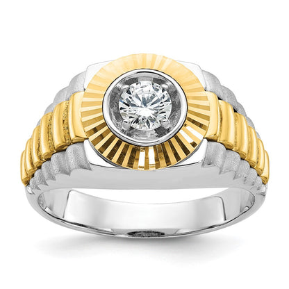 14K Bicolor-Gold Herren-Ring mit 0,375 Karat Diamanten, komplett besetzt
