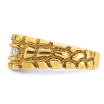 14K Gelbgold Herren-Ring mit 0,33K Diamant-Nugget, komplett