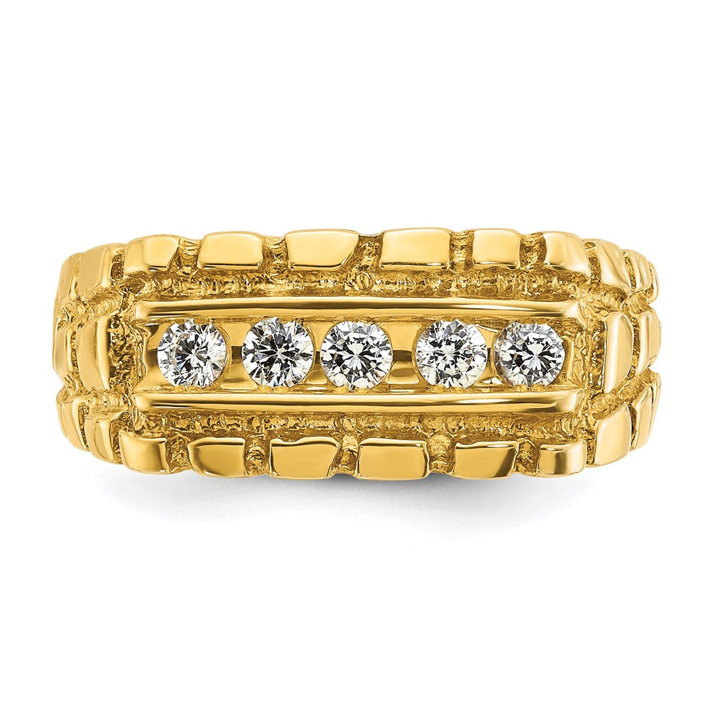 14K Gelbgold Herren-Ring mit 0,33K Diamant-Nugget, komplett