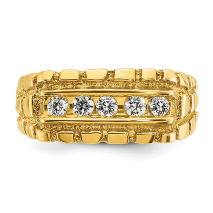 14K Gelbgold Herren-Ring mit 0,33K Diamant-Nugget, komplett