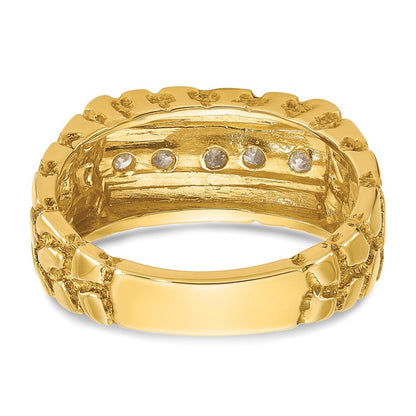 14K Gelbgold Herren-Ring mit 0,33K Diamant-Nugget, komplett