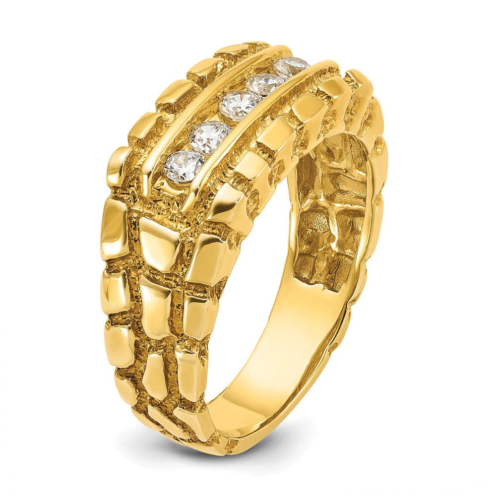 14K Gelbgold Herren-Ring mit 0,33K Diamant-Nugget, komplett