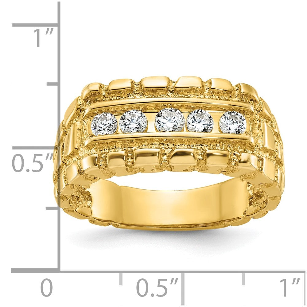 14K Gelbgold Herren-Ring mit 0,33K Diamant-Nugget, komplett
