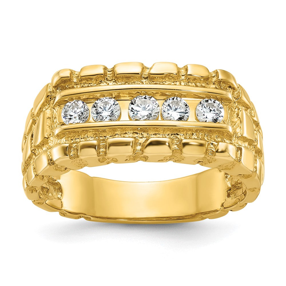 14K Gelbgold Herren-Ring mit 0,33K Diamant-Nugget, komplett