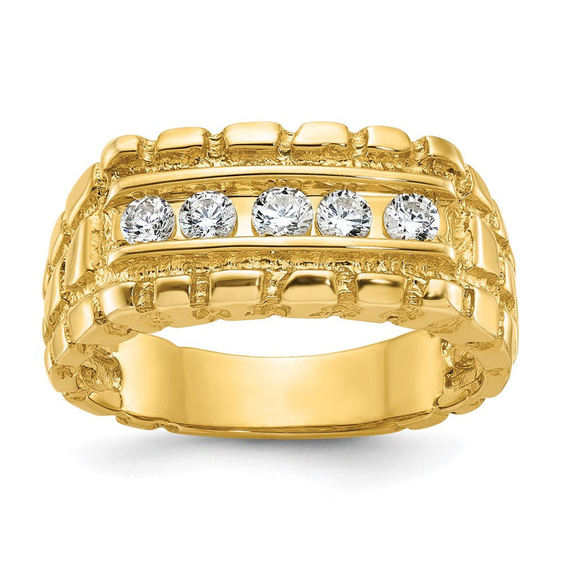 14K Gelbgold Herren-Ring mit 0,33K Diamant-Nugget, komplett