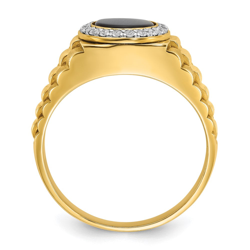 10K Bicolor Ibgoodman Herren Onyx und Diamant Komplett Ring