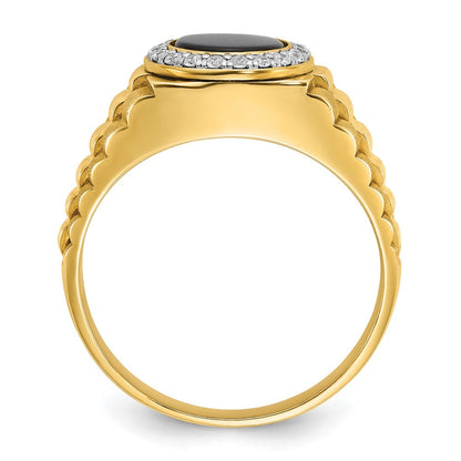 10K Bicolor Ibgoodman Herren Onyx und Diamant Komplett Ring