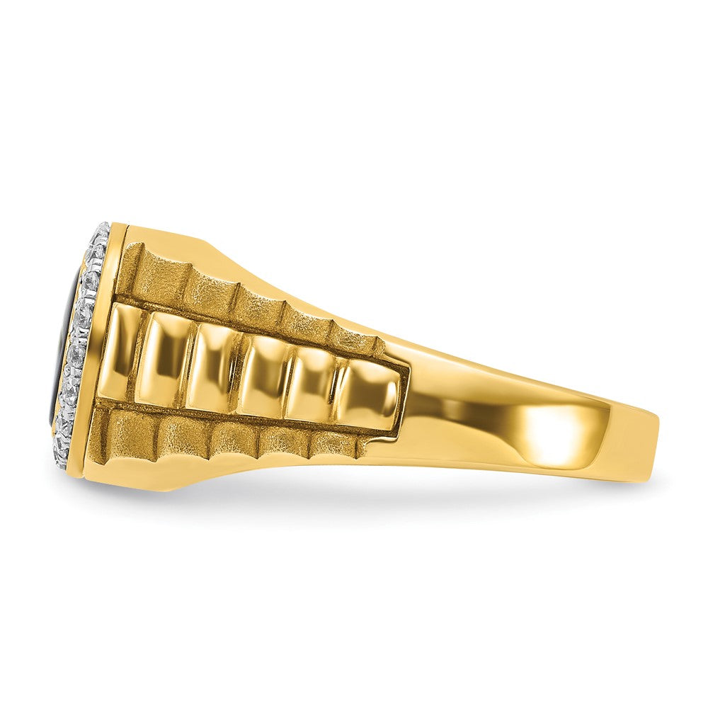 10K Bicolor Ibgoodman Herren Onyx und Diamant Komplett Ring