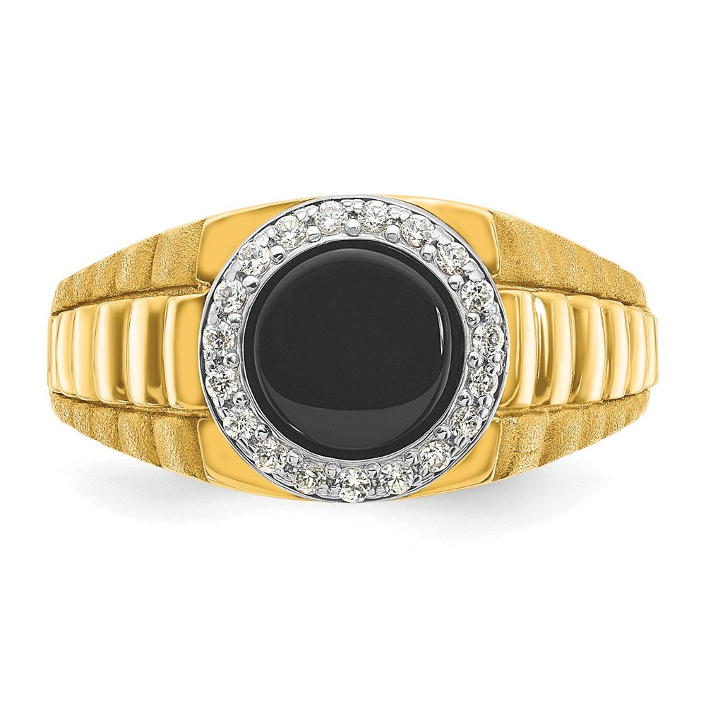 10K Bicolor Ibgoodman Herren Onyx und Diamant Komplett Ring