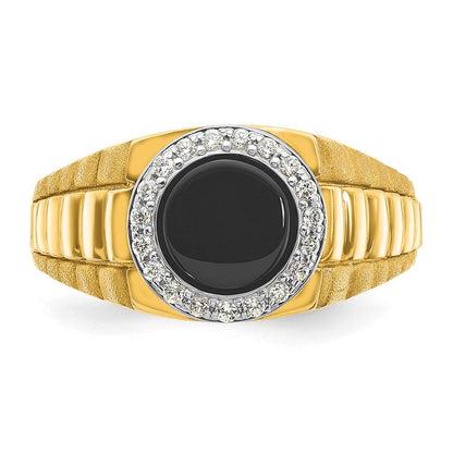 10K Bicolor Ibgoodman Herren Onyx und Diamant Komplett Ring
