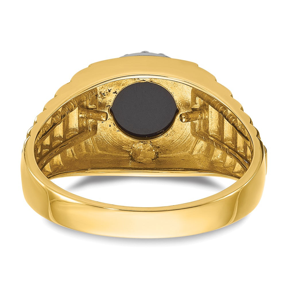 10K Bicolor Ibgoodman Herren Onyx und Diamant Komplett Ring
