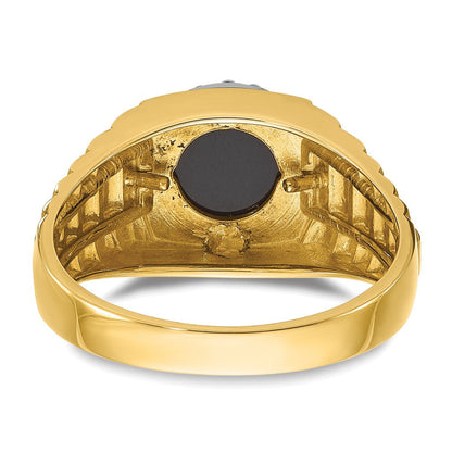 10K Bicolor Ibgoodman Herren Onyx und Diamant Komplett Ring