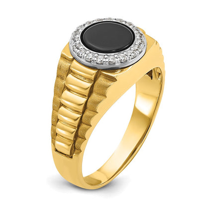10K Bicolor Ibgoodman Herren Onyx und Diamant Komplett Ring