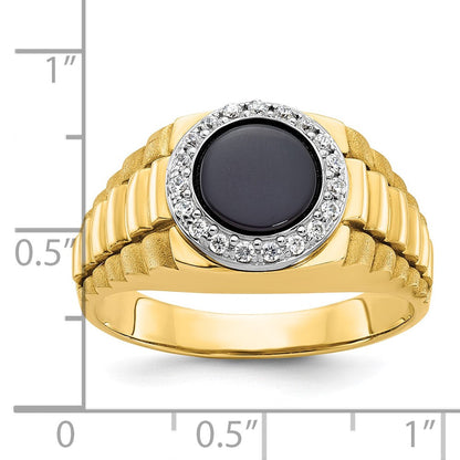 10K Bicolor Ibgoodman Herren Onyx und Diamant Komplett Ring
