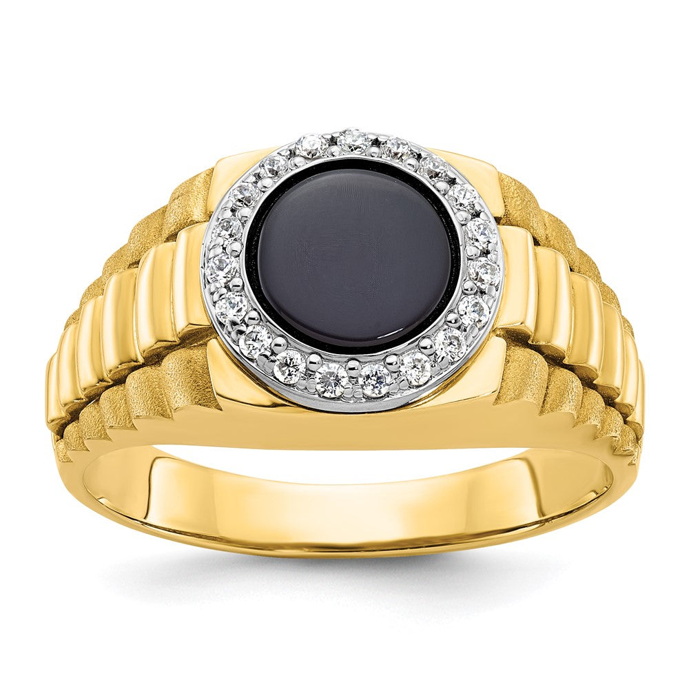 10K Bicolor Ibgoodman Herren Onyx und Diamant Komplett Ring