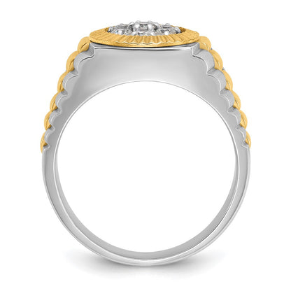 14K Zweifarbig-Gold Herren-Ring mit 0,5K Diamanten, komplett
