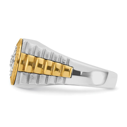 14K Zweifarbig-Gold Herren-Ring mit 0,5K Diamanten, komplett