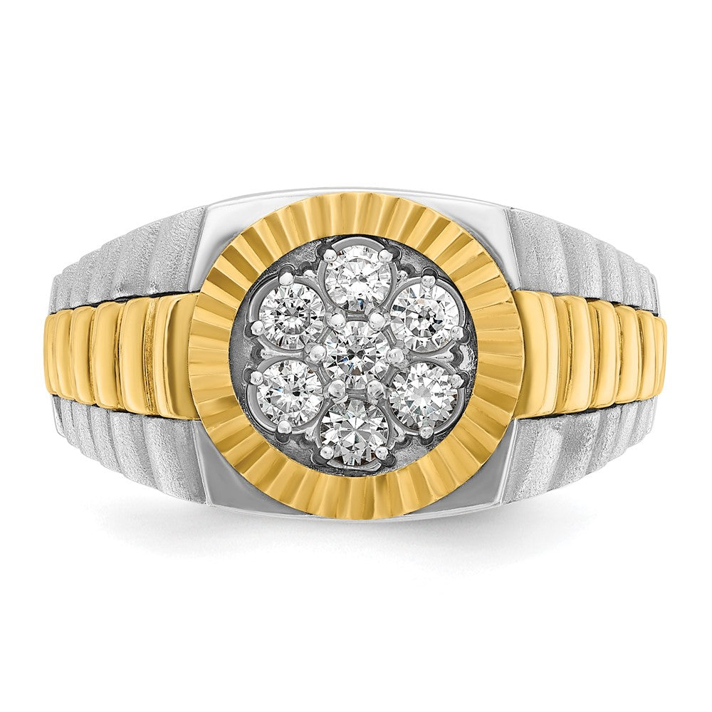 14K Zweifarbig-Gold Herren-Ring mit 0,5K Diamanten, komplett