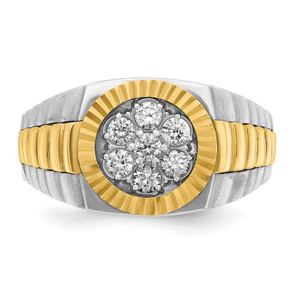 14K Zweifarbig-Gold Herren-Ring mit 0,5K Diamanten, komplett