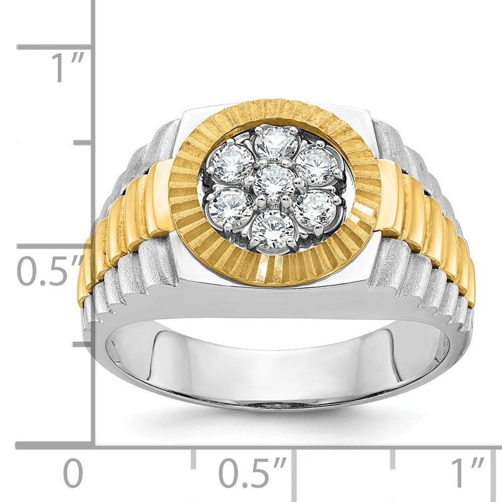 14K Zweifarbig-Gold Herren-Ring mit 0,5K Diamanten, komplett