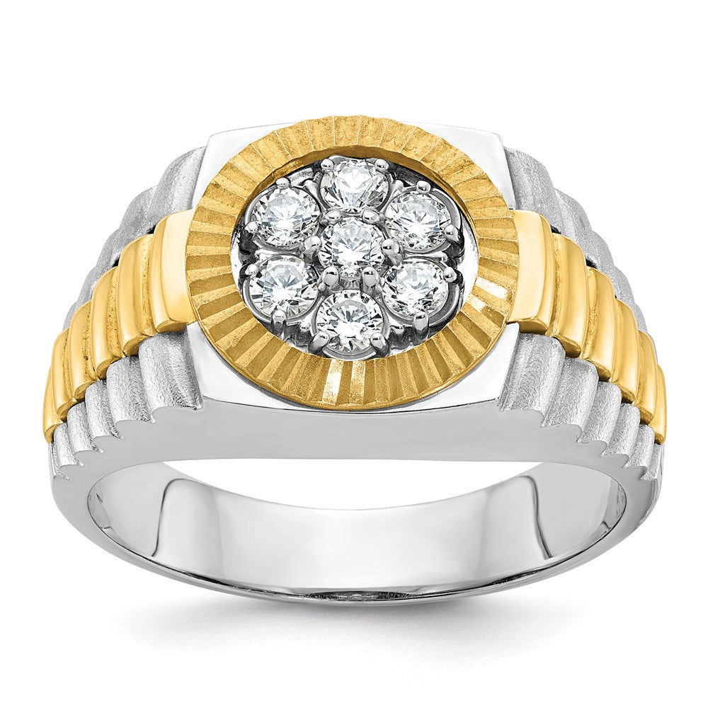 14K Zweifarbig-Gold Herren-Ring mit 0,5K Diamanten, komplett