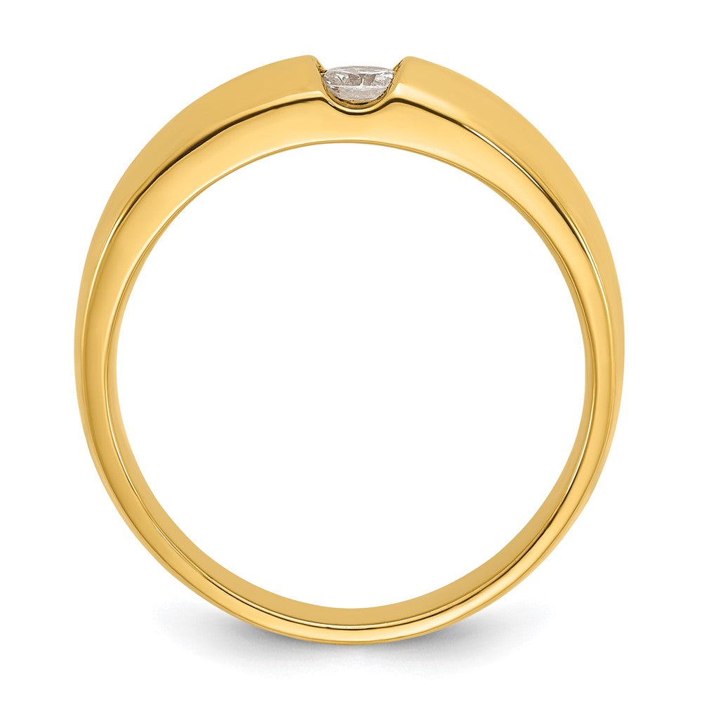 14K Gelbgold Herren-Ring mit 0,2K Diamanten, komplett besetzt