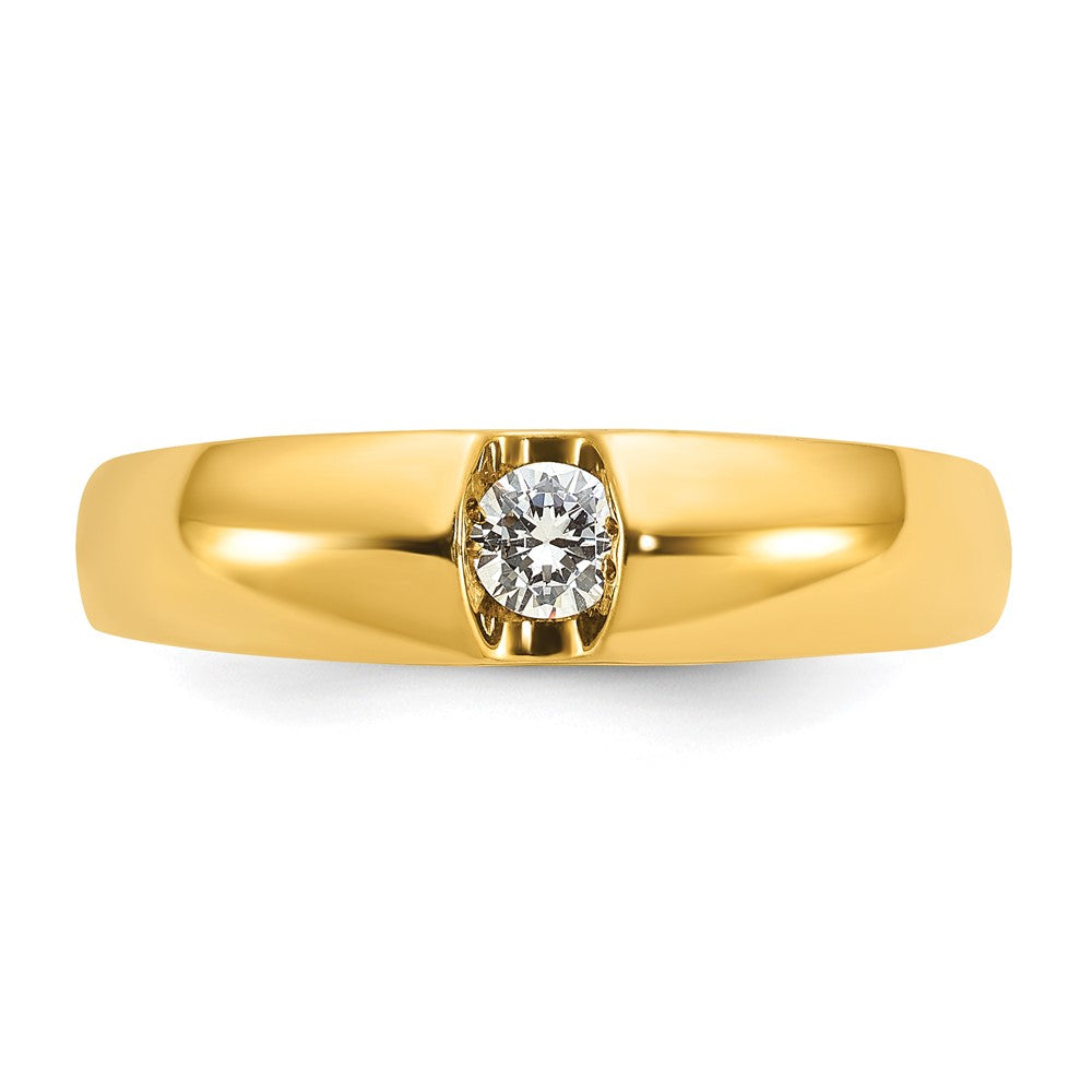 14K Gelbgold Herren-Ring mit 0,2K Diamanten, komplett besetzt