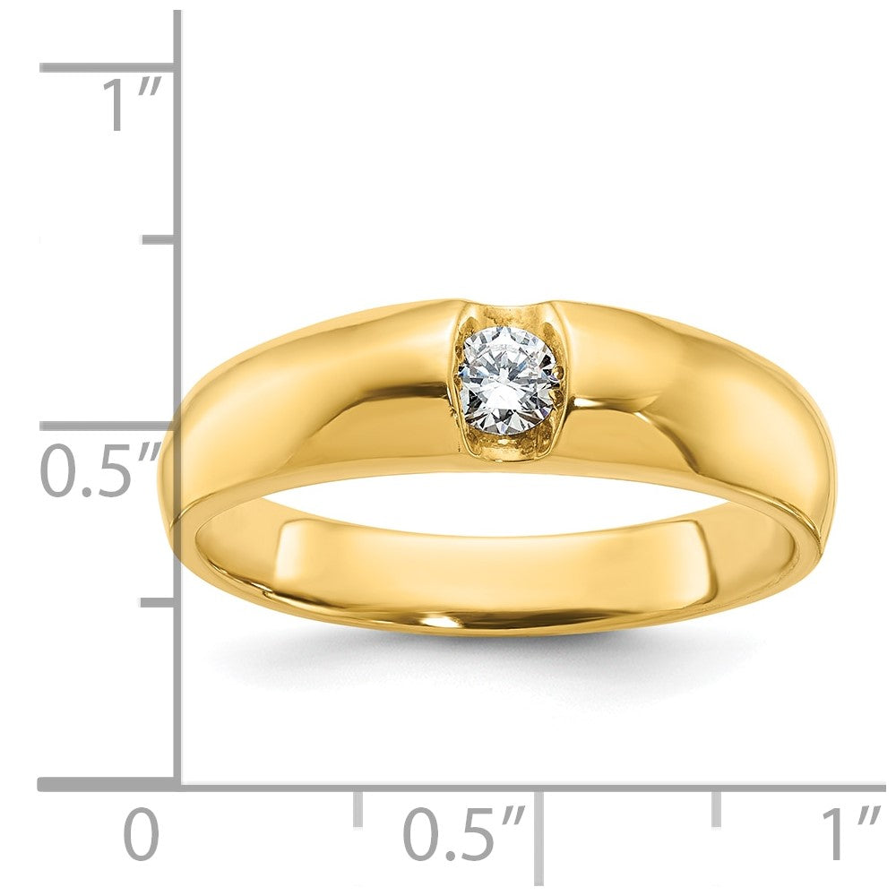 14K Gelbgold Herren-Ring mit 0,2K Diamanten, komplett besetzt
