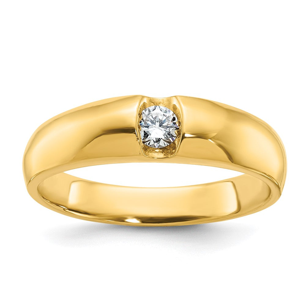 14K Gelbgold Herren-Ring mit 0,2K Diamanten, komplett besetzt