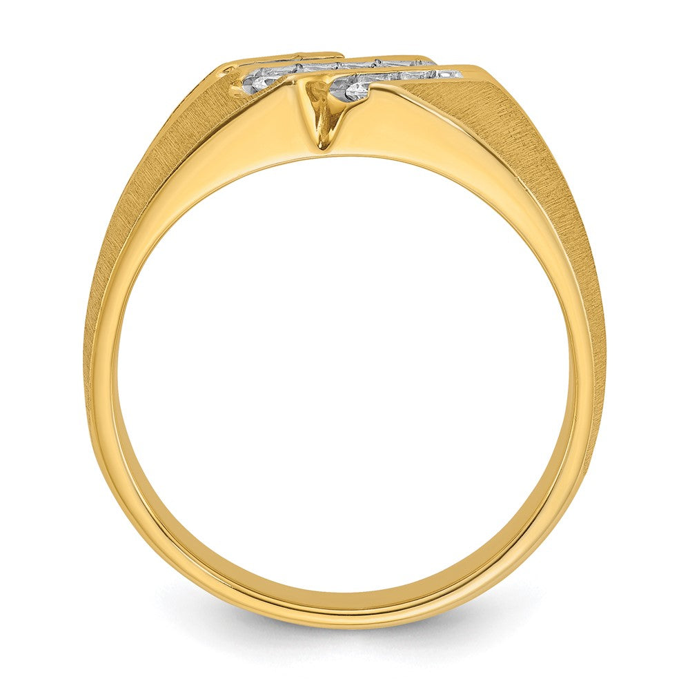 14K Gelbgold Herren-Ring mit 0,5K Diamanten, komplett besetzt