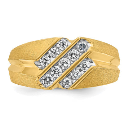 14K Gelbgold Herren-Ring mit 0,5K Diamanten, komplett besetzt