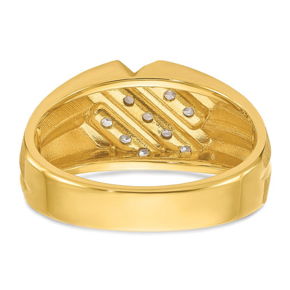 14K Gelbgold Herren-Ring mit 0,5K Diamanten, komplett besetzt