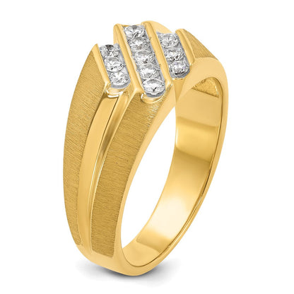 14K Gelbgold Herren-Ring mit 0,5K Diamanten, komplett besetzt