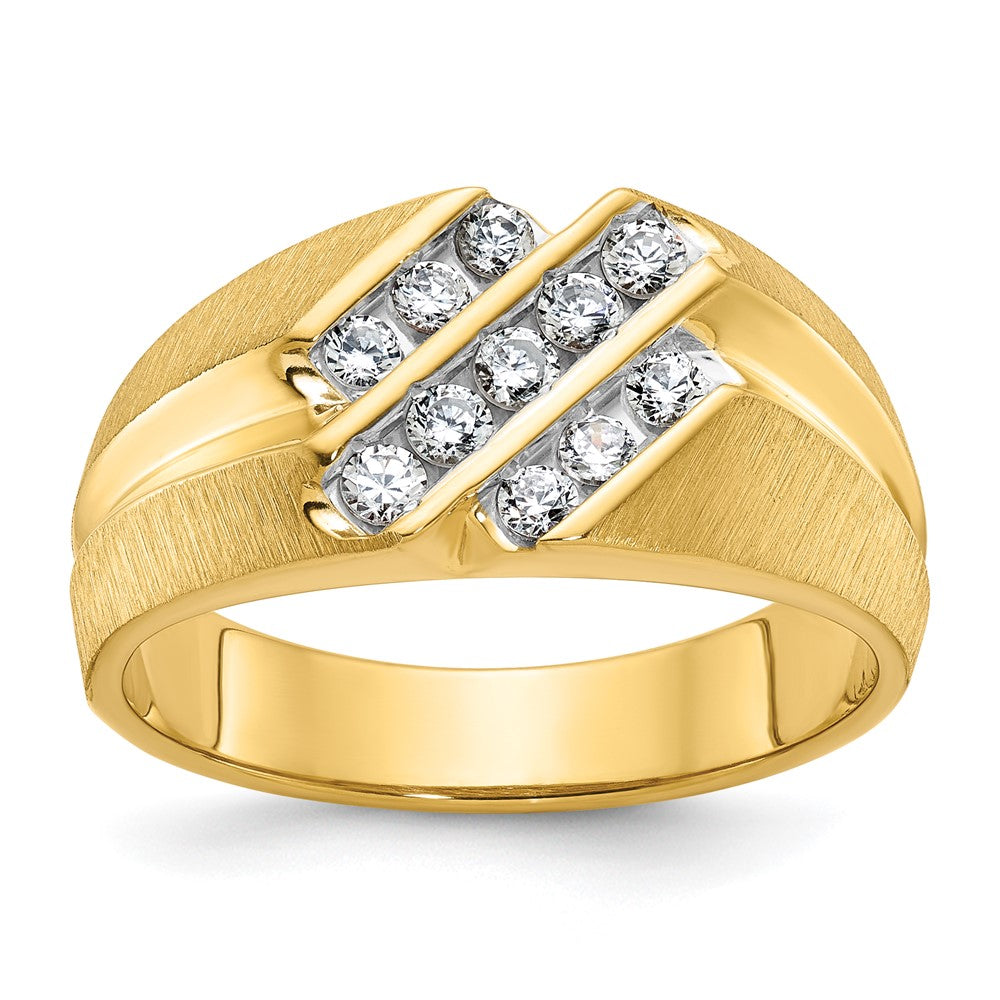14K Gelbgold Herren-Ring mit 0,5K Diamanten, komplett besetzt