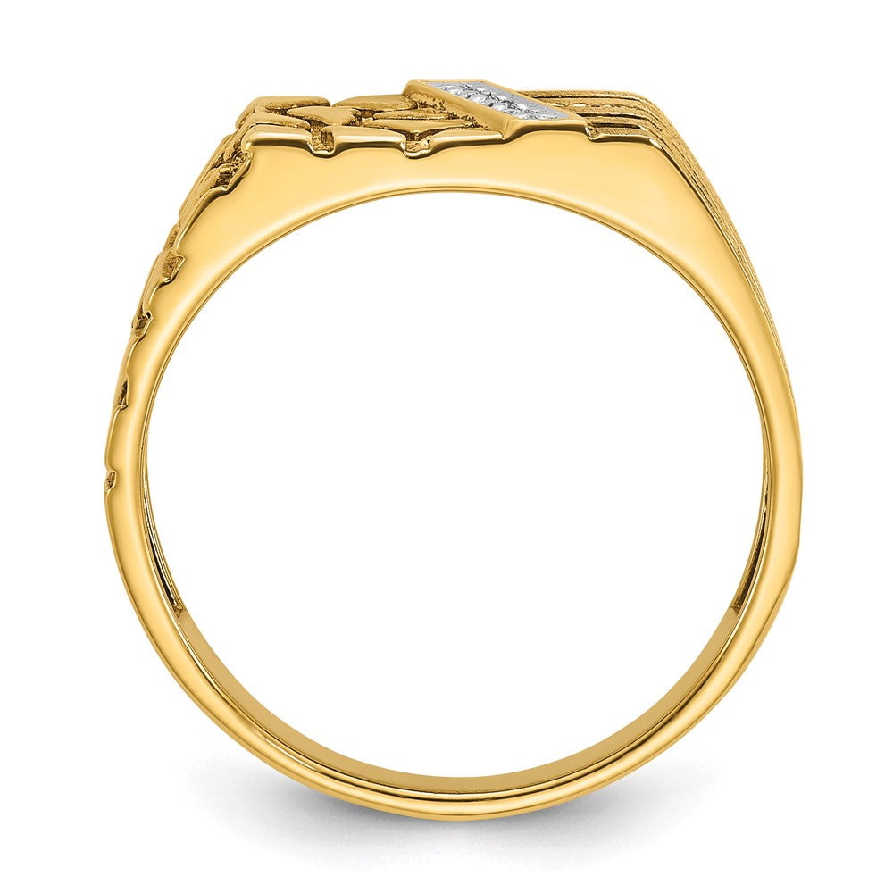 14K Gelbgold Herren-Diamant-Nugget-Ring, komplett besetzt
