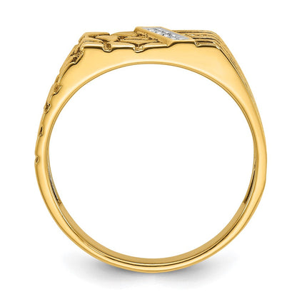 14K Gelbgold Herren-Diamant-Nugget-Ring, komplett besetzt