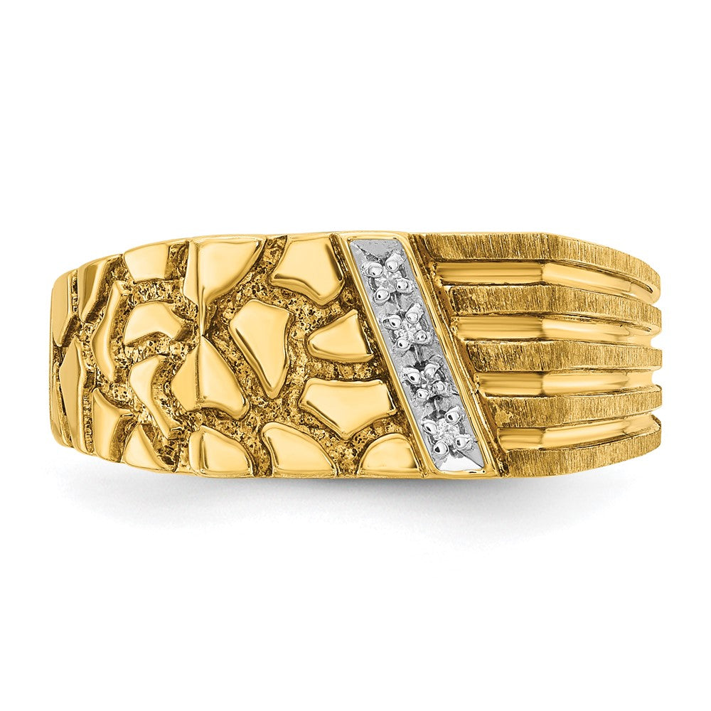 14K Gelbgold Herren-Diamant-Nugget-Ring, komplett besetzt