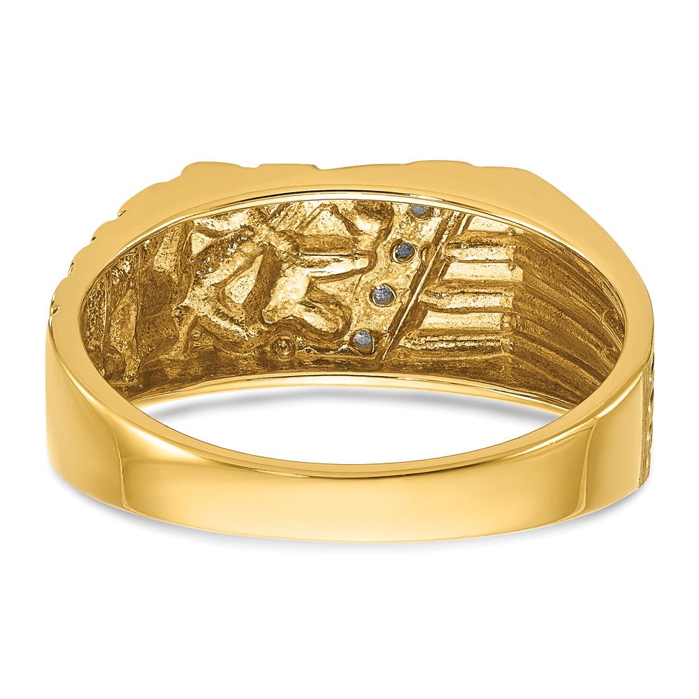 14K Gelbgold Herren-Diamant-Nugget-Ring, komplett besetzt
