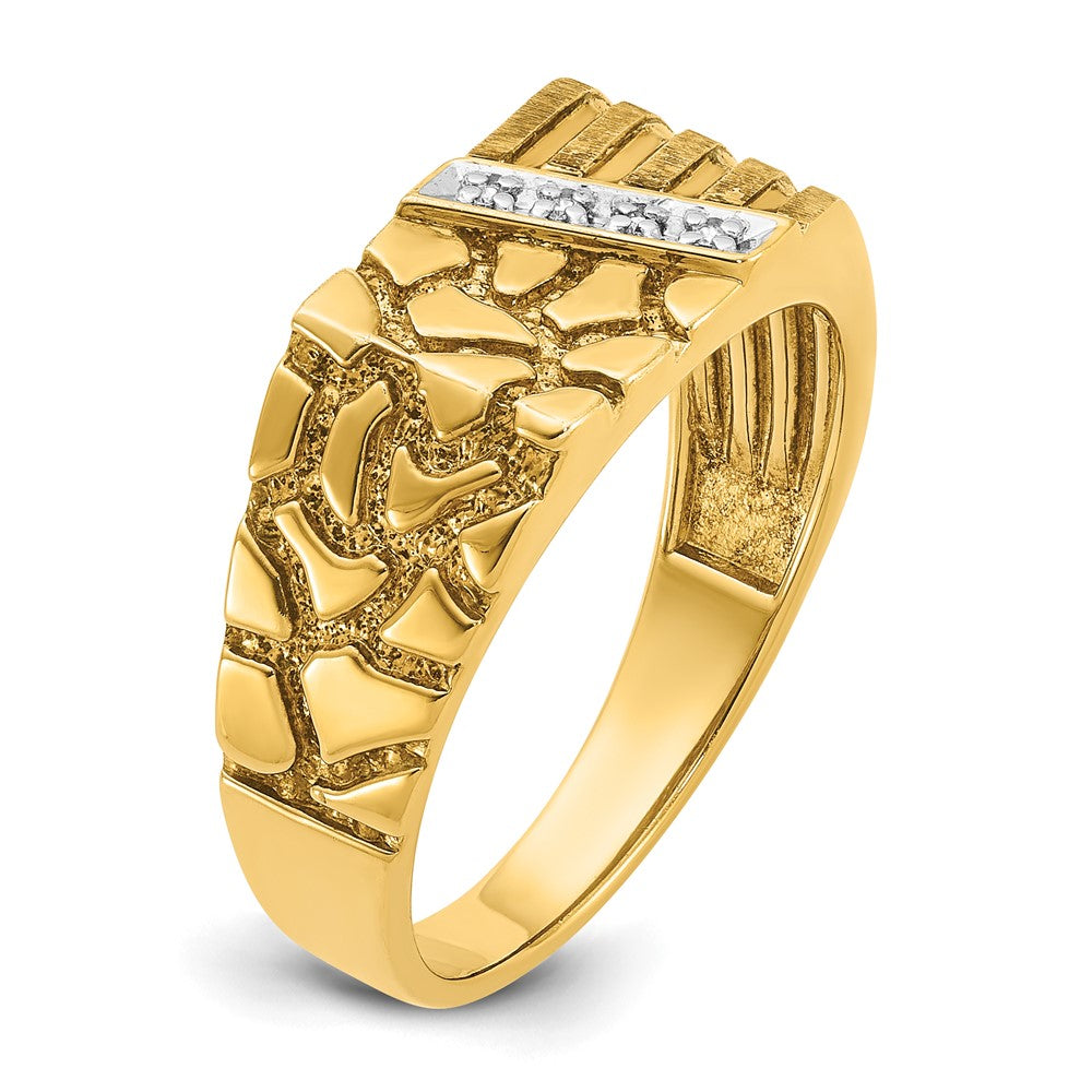 14K Gelbgold Herren-Diamant-Nugget-Ring, komplett besetzt
