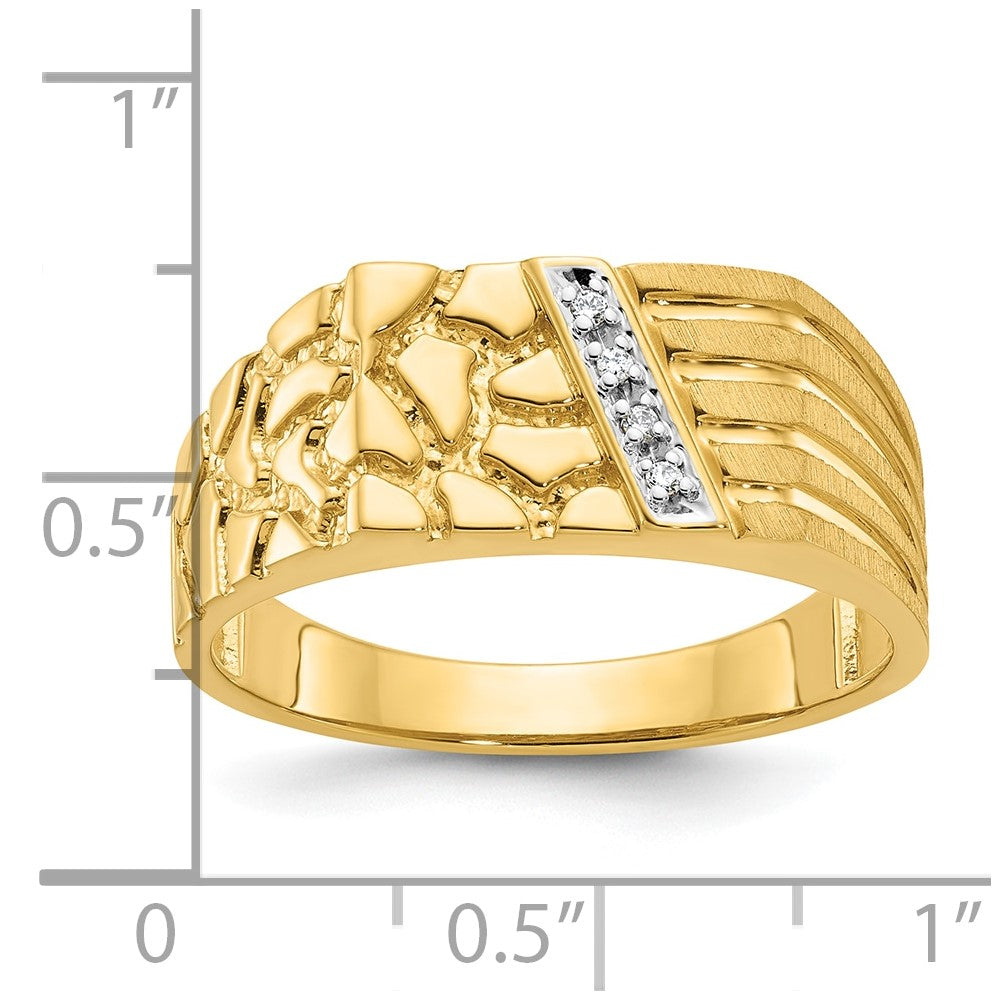 14K Gelbgold Herren-Diamant-Nugget-Ring, komplett besetzt