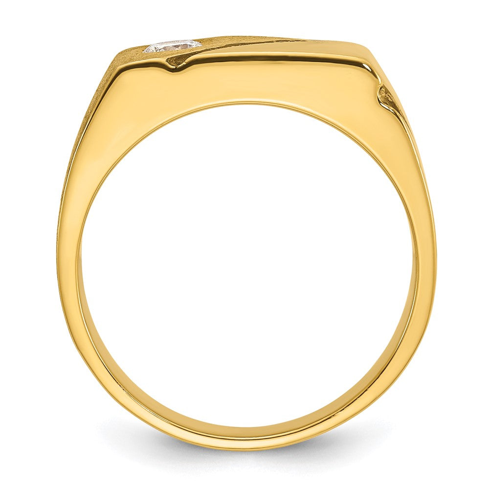 14K Gelbgold mit Schwarzrhodium Herren-Ring, poliert und satiniert, mit 0,25K Diamant, komplett besetzt